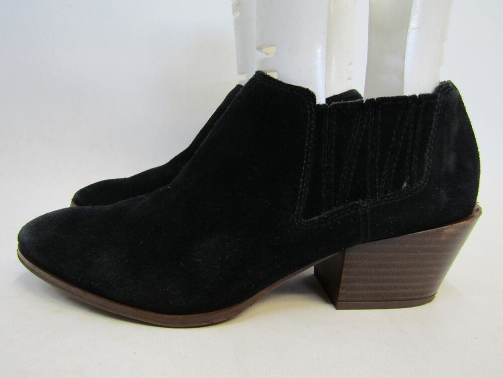 Franco Sarto Womens Size 8.5 M Black Suede Heeled Ankle Chelsea Boots Bootie